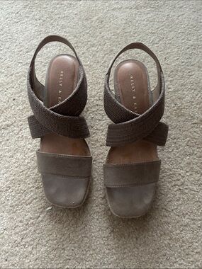 Kelly & Katie Taupe Brown Crisscross Wedge Sandals